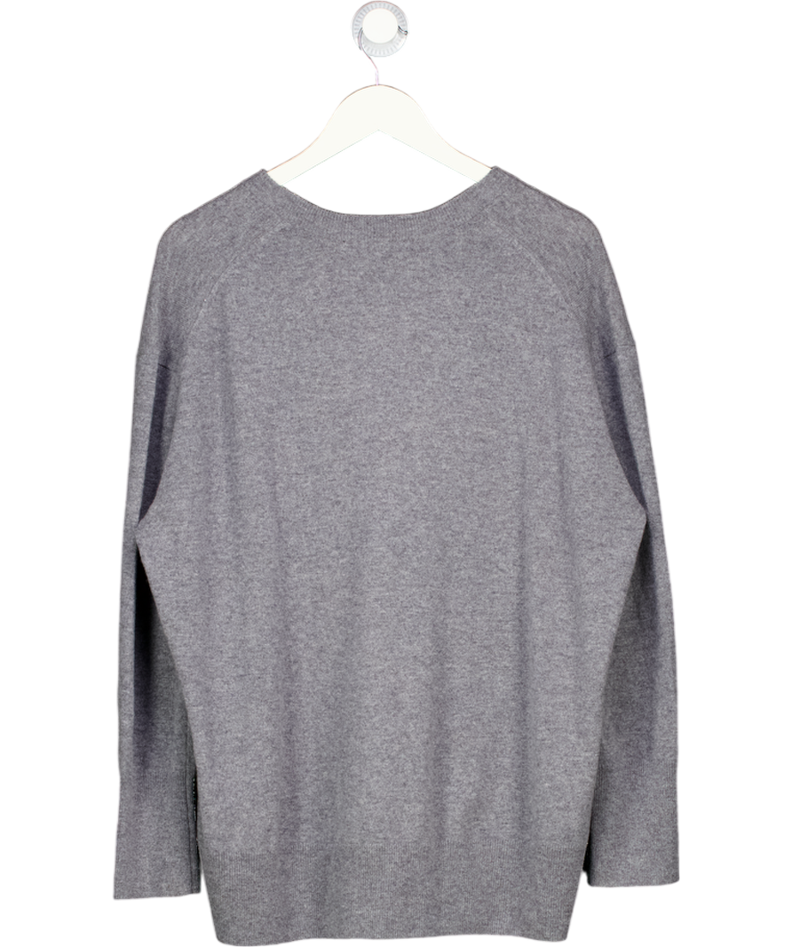 ZARA Grey Wool Oversize V-neck Jumper UK M