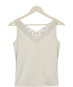 Brandy Melville White Lace Tank Top UK S