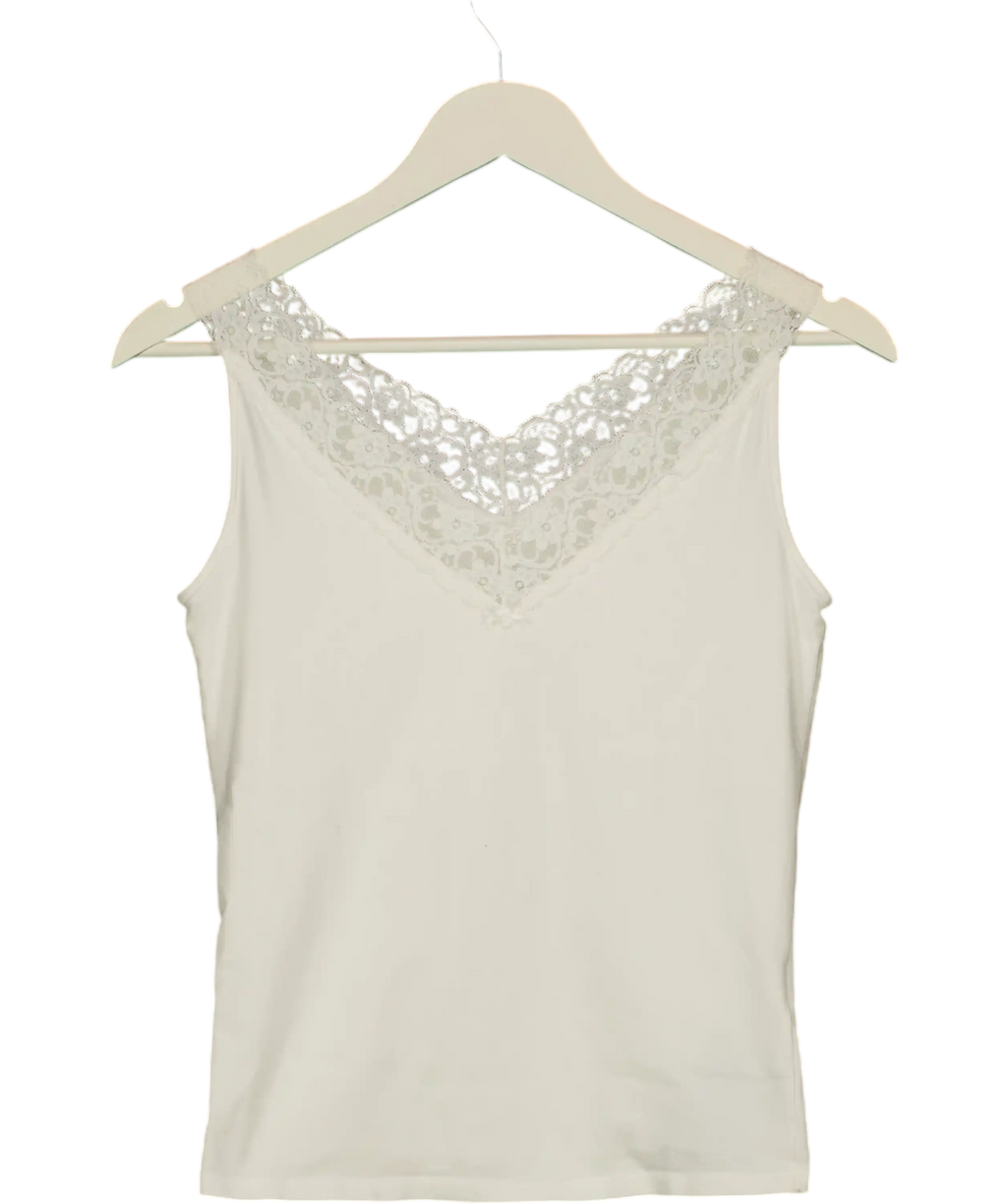 Brandy Melville White Lace Tank Top UK S