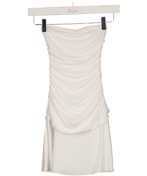 WHITE FOX White Bandeau Ruched Mini Dress UK XXS
