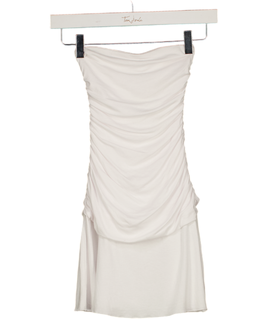 WHITE FOX White Bandeau Ruched Mini Dress UK XXS