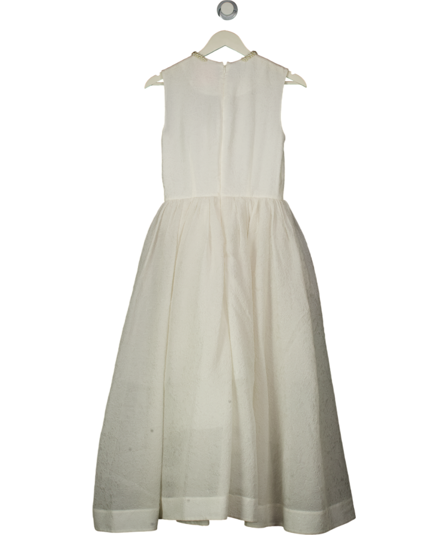 H&M White Simone Rocha Silk-blend Cloqué Dress Pearl Neckline UK XS