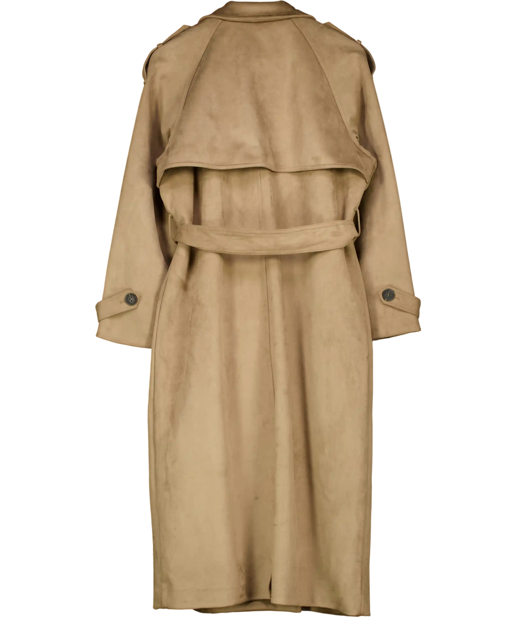 ASOS Brown Faux Suede Double Breasted Trench Coat UK 10