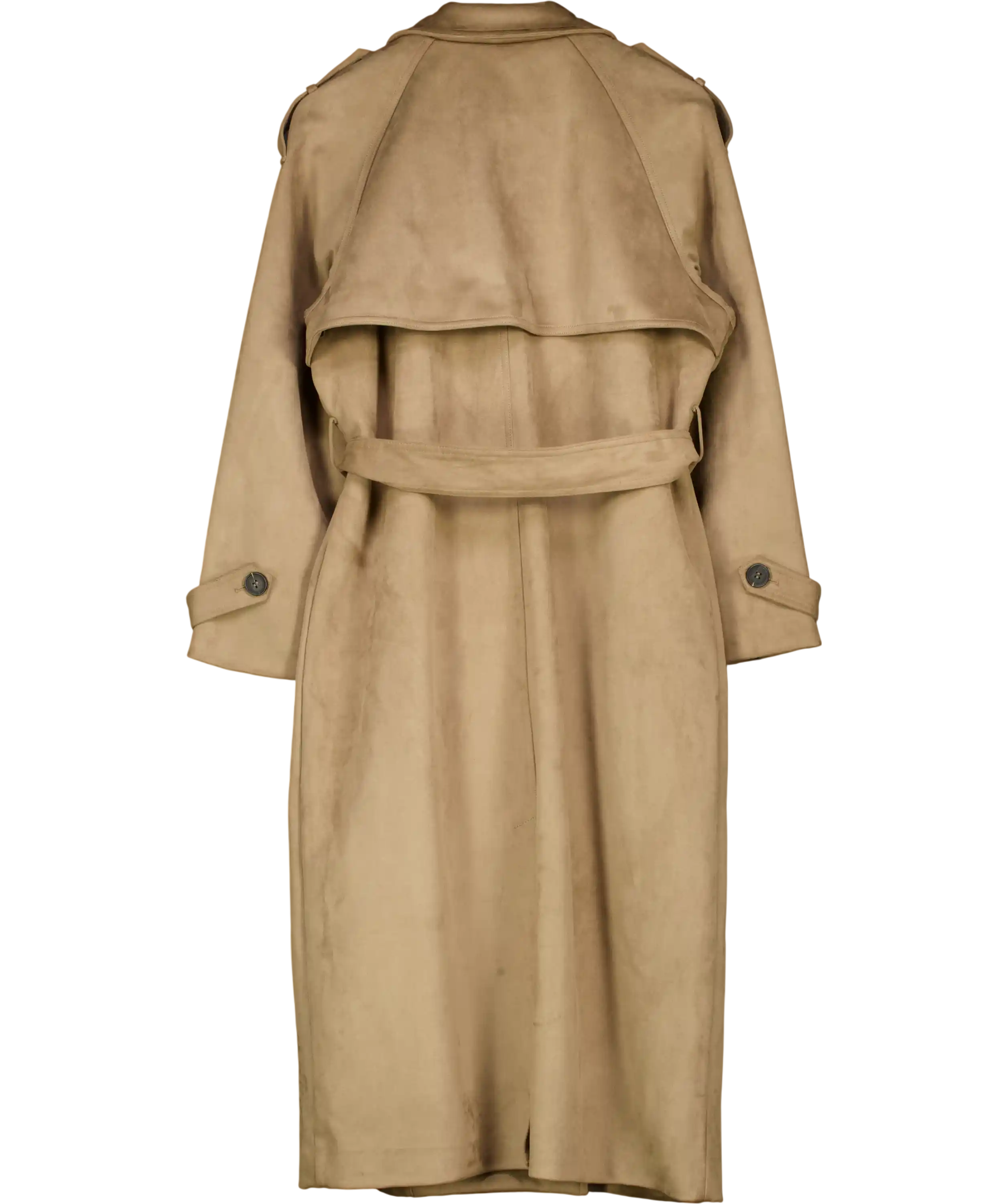 ASOS Brown Faux Suede Double Breasted Trench Coat UK 10