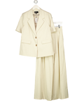 NOBODY'S CHILD 2-piece Stone Beige Stone Short Sleeve Relaxed Blazer & Wide Leg Trouser Set UK 8