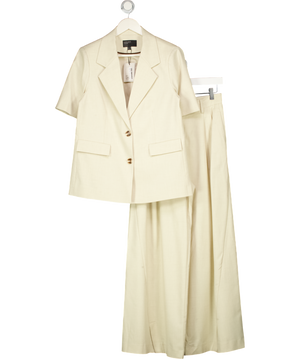 NOBODY'S CHILD 2-piece Stone Beige Stone Short Sleeve Relaxed Blazer & Wide Leg Trouser Set UK 8