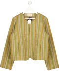 FREE PEOPLE Jacket - Green Quilted Stripe UK L