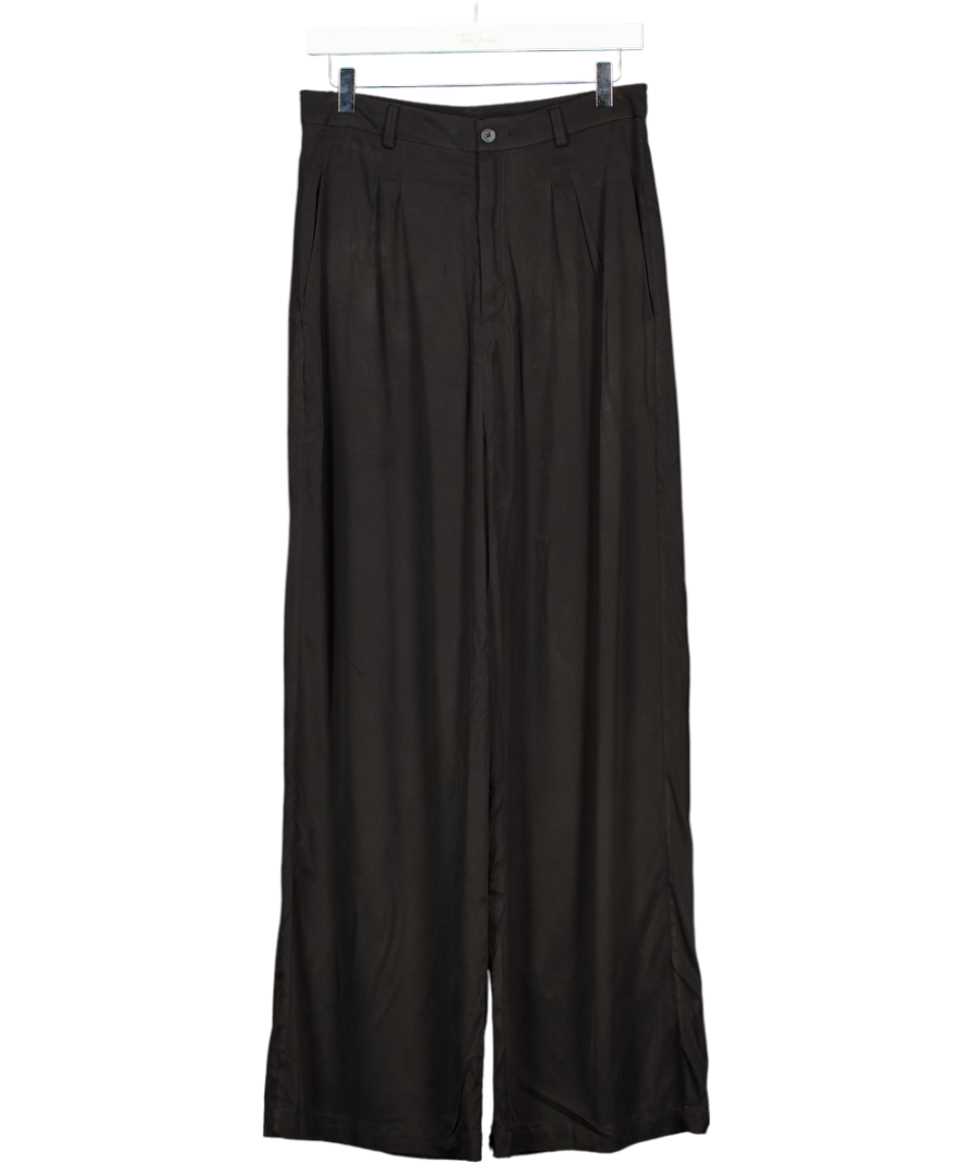 the seamless collection Black Cupro High Waisted Wide Leg Trousers UK 8