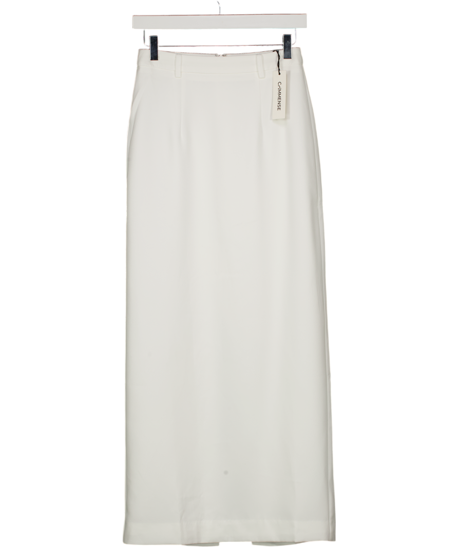 Commense White Elegant Slit Back Maxi Skirt Without Belt UK XS