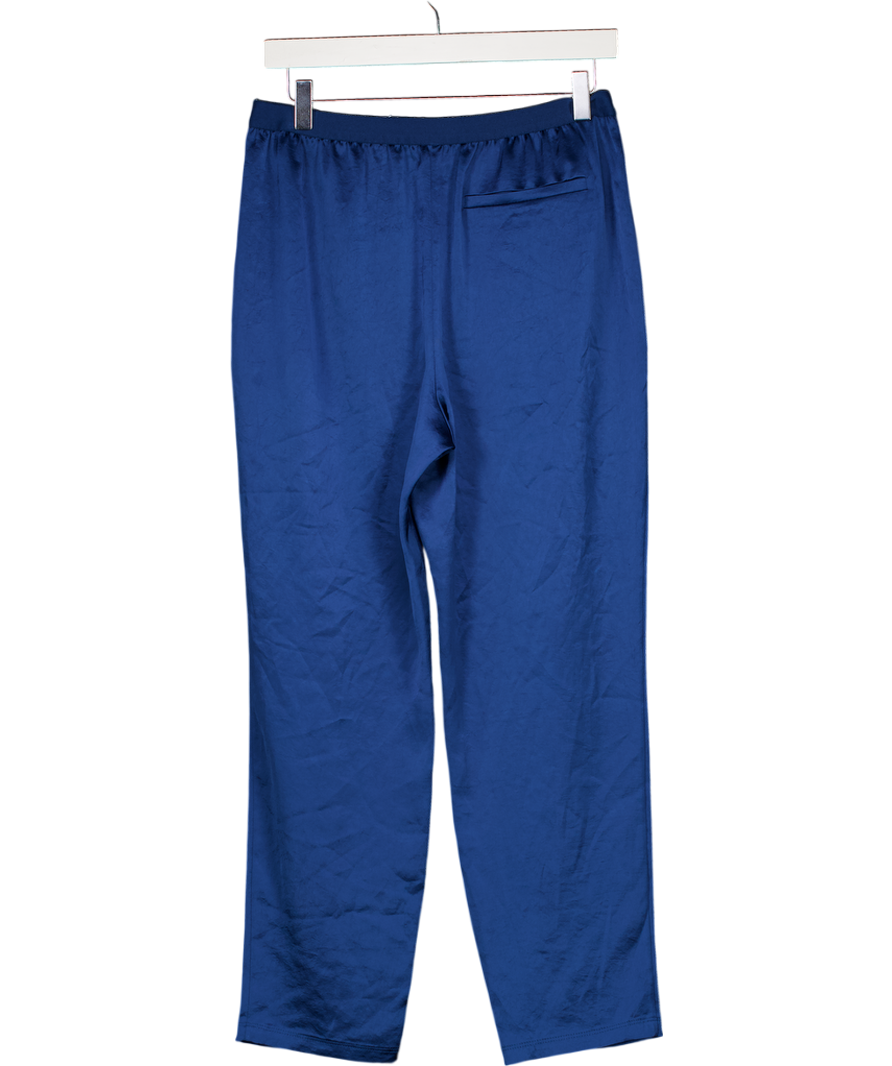 T by Alexander Wang Blue Satin Tapered Trousers UK S