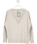 loop cashmere Grey Relaxed Lofty V Neck Sweater UK M