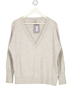 Loop cashmere Grey Relaxed Lofty V Neck Sweater UK M