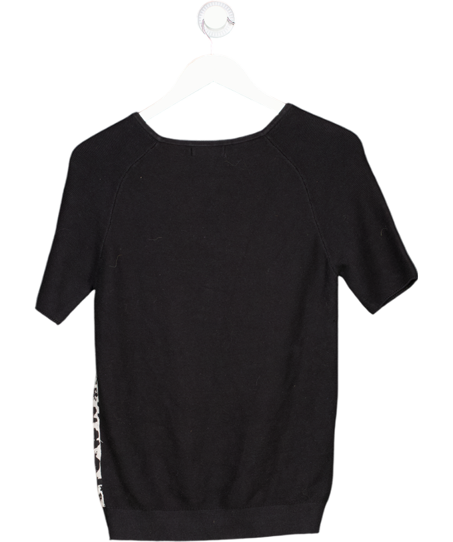 Mint Velvet Black Leopard Print Short Sleeved Knit T-shirt UK 10