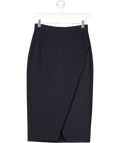 LK Bennett Blue Navy Wool Blend Pin Stripe Wrap Front Pencil Skirt UK 8