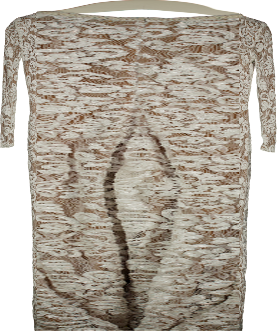 Nadine Merabi White I840 Bella Sequin Jumpsuit UK S/M