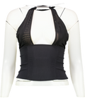 PROBLEM NO FRONT PHOTO -we wore what Black Cross Halter Neck Top UK XS