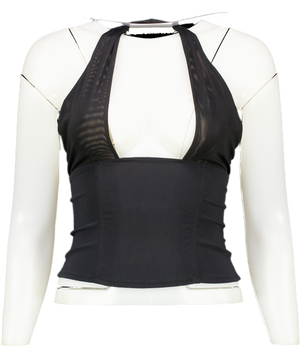 WeWoreWhat Black Cross Halter Neck Top UK XS