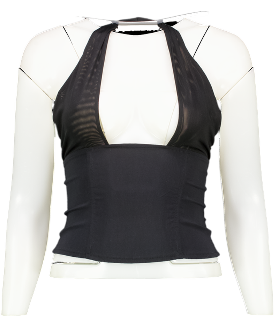 PROBLEM NO FRONT PHOTO -we wore what Black Cross Halter Neck Top UK XS
