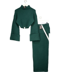 WANDERDOLL 2-piece Mabel Forest Green Cropped Jumper And Skirt Knit Co-ord Set UK S