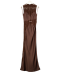 MICHELLE KEEGAN Lace Detail Column Dress - Brown UK 6
