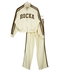 RU & ROCKA 2-piece Cream City Stripes Zip Jacket And Straight Leg Jogger Set UK S