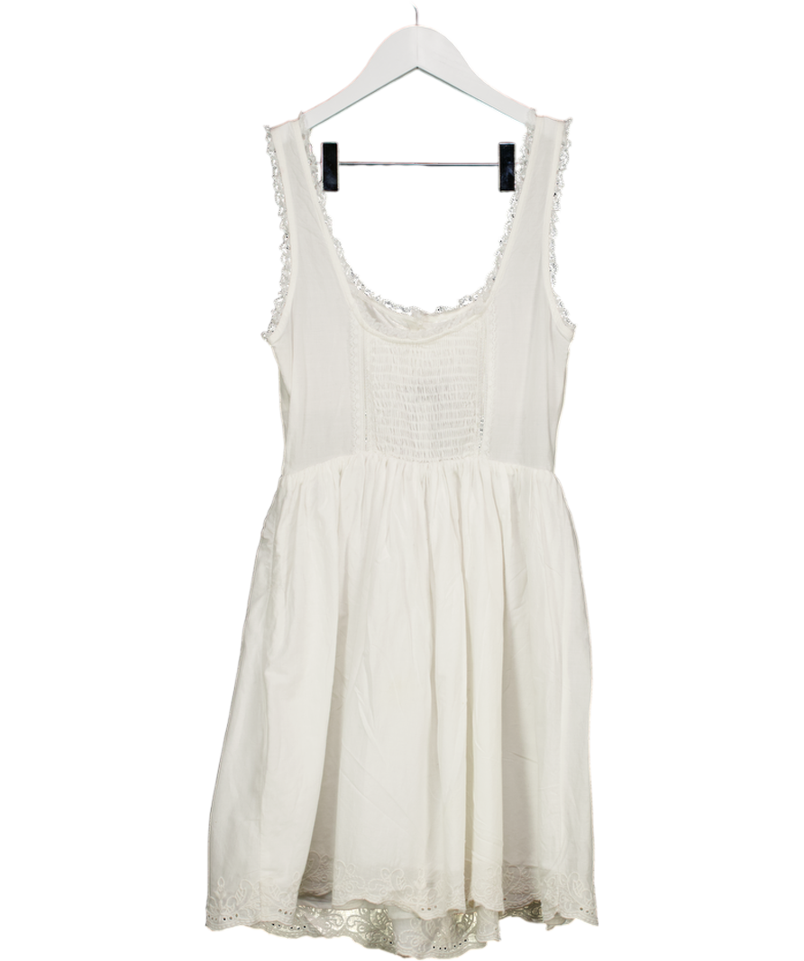 ZARA White Cotton Lace Embroidered Mini Dress UK XS – Reliked