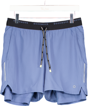 GOOD MOVE Blue Regular Fit 7 Inch Stretch Sports Shorts UK S