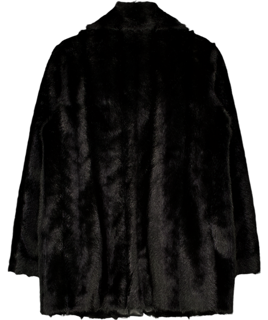 CLAUDIE PIERLOT Black Fur And Faux Leather Jacket UK XS