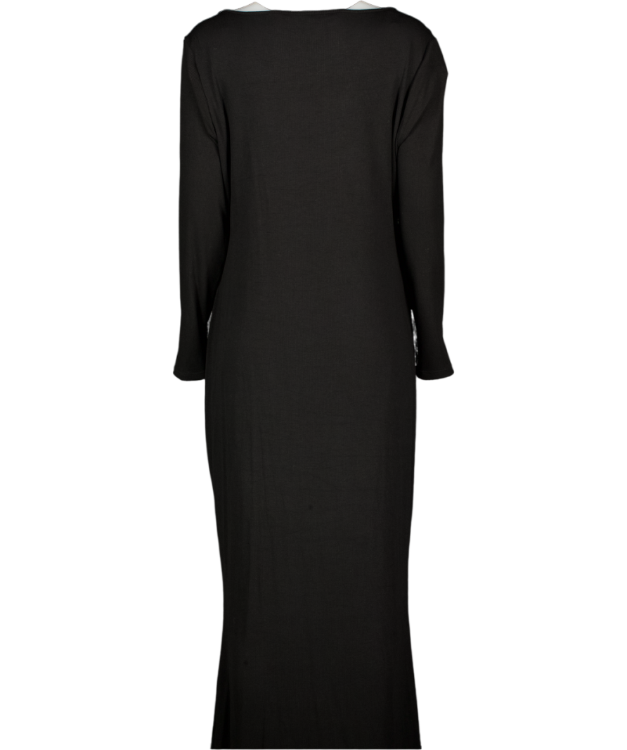 Black Ribbed Square Neck Maxi Dress UK XXXL