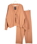 FREE PEOPLE 2-piece Dark Beige Knit Loungewear Set UK XL