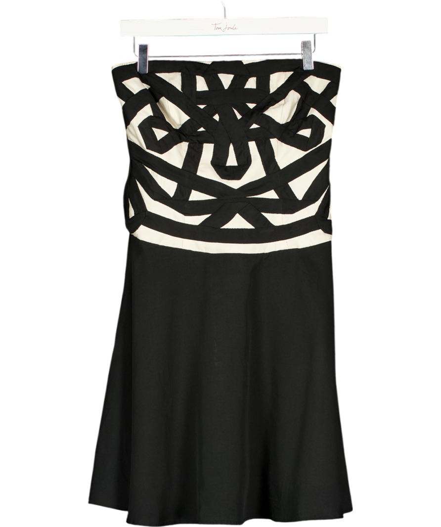 REISS Black ABustier Dress With Decorated Bodice UK 10