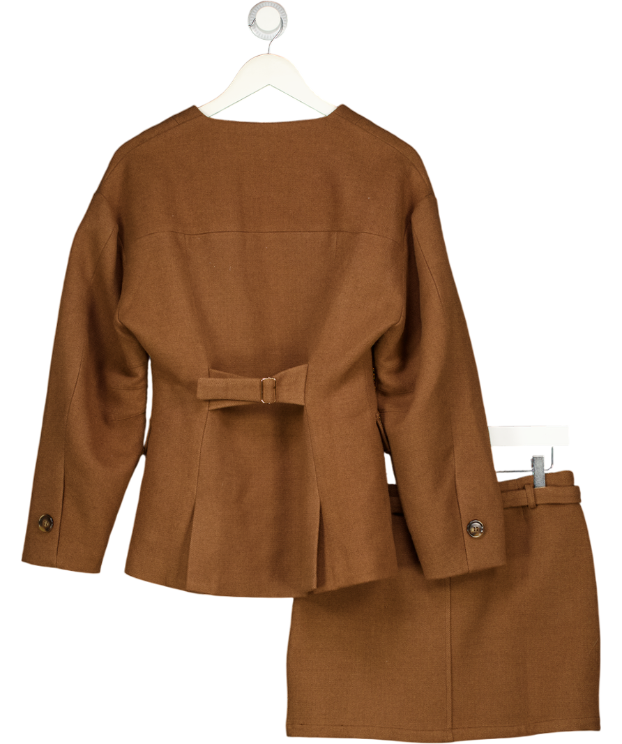 PRETTY LAVISH 2-piece Brown Tailored Jacket (uk Xs ) And Mini Skirt (uk 8) Co-ord Set UK XS/S