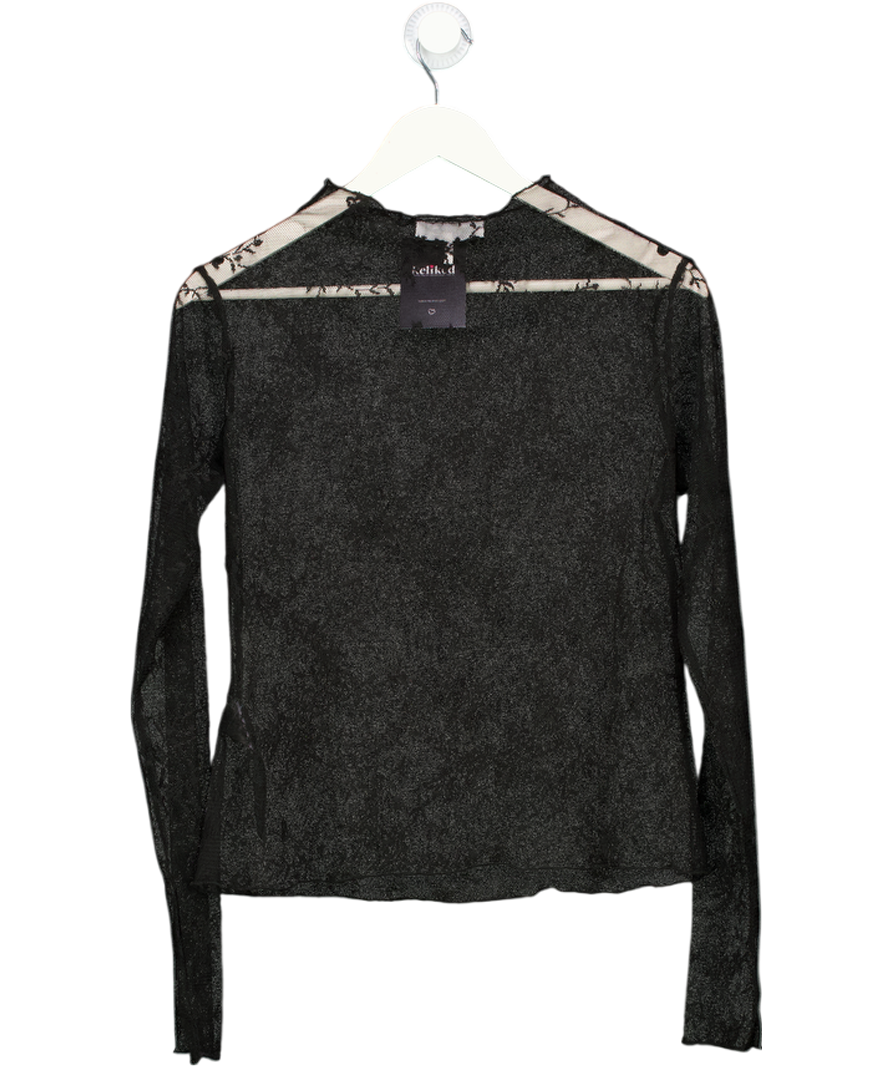 NA-KD Black Lace Layering Top UK M