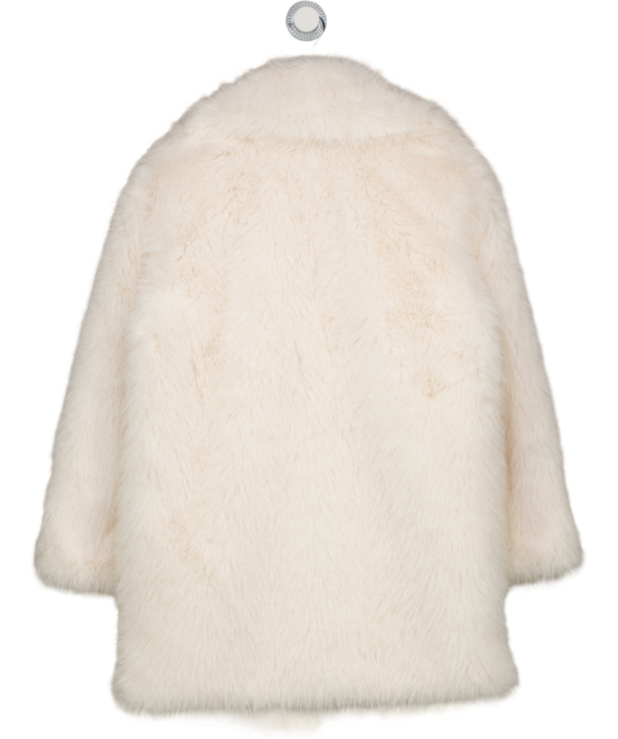 River Island White Mid Length Faux Fur Coat UK S