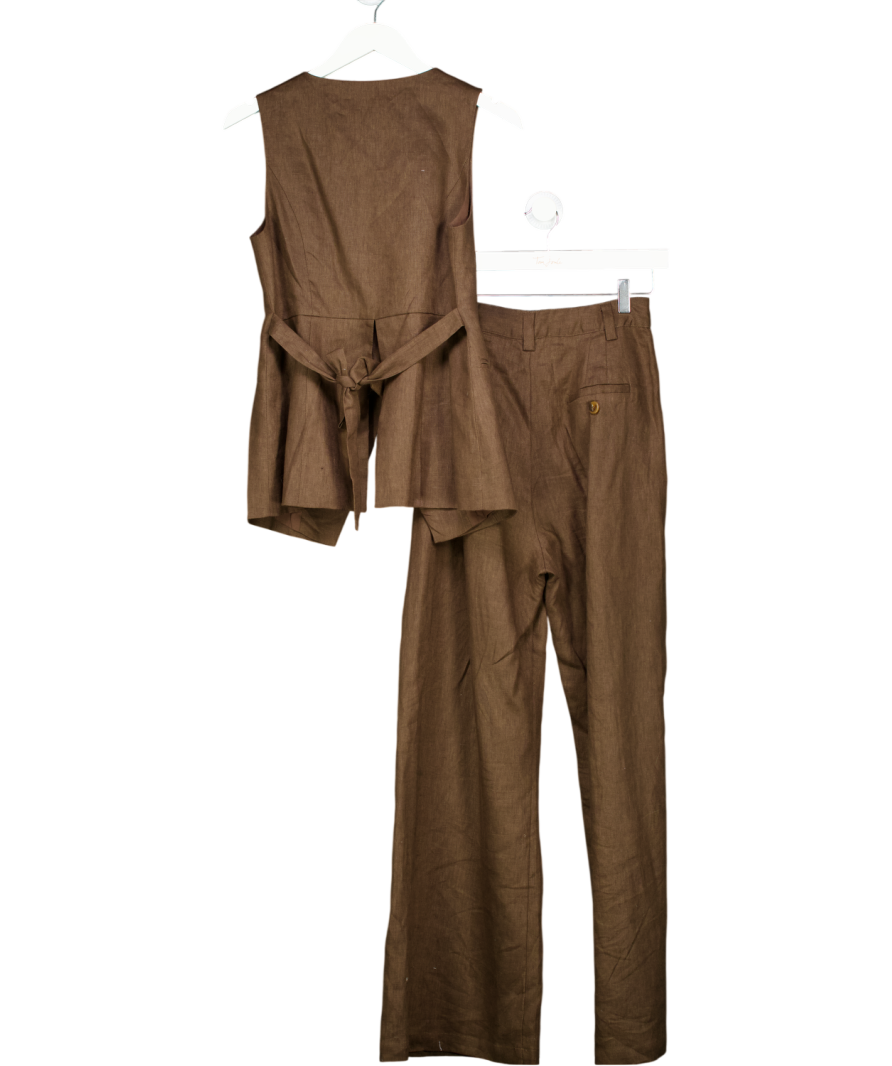 DISSH 2-piece Chocolate Brown Longline Waistcoat And Wde Leg Trouser Set UK 8
