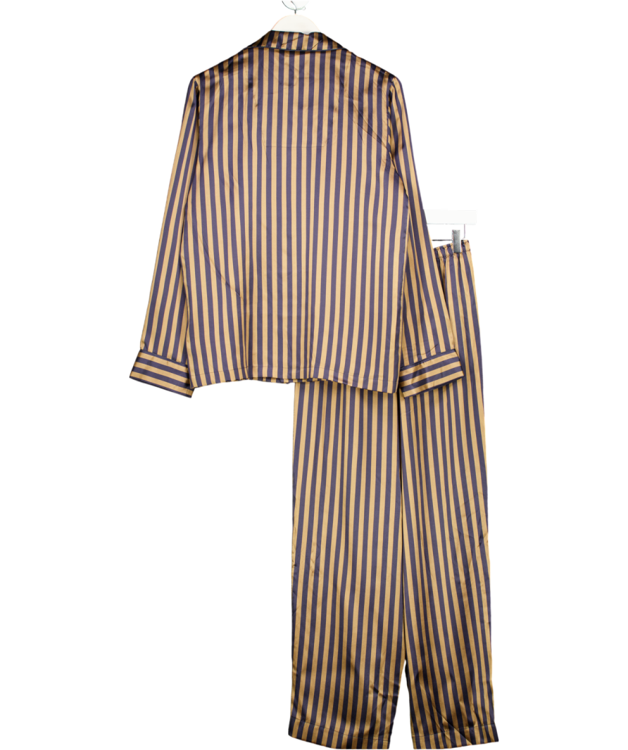 Derek Rose Blue Silk Striped Pyjamas UK S