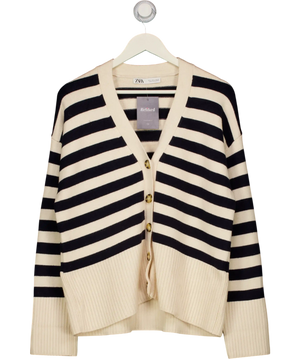 ZARA Cream Striped Knit Cardigan UK S