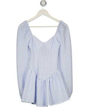 ASOS Blue Gingham Puff Sleeve Mini Dress UK 4