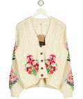 BODEN Cream Relaxed Cotton Cardigan, Cream/multi UK M