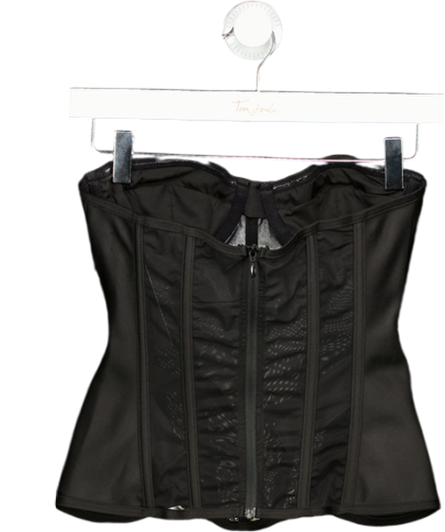 White Fox Black Strapless Mesh Satin Bustier UK S