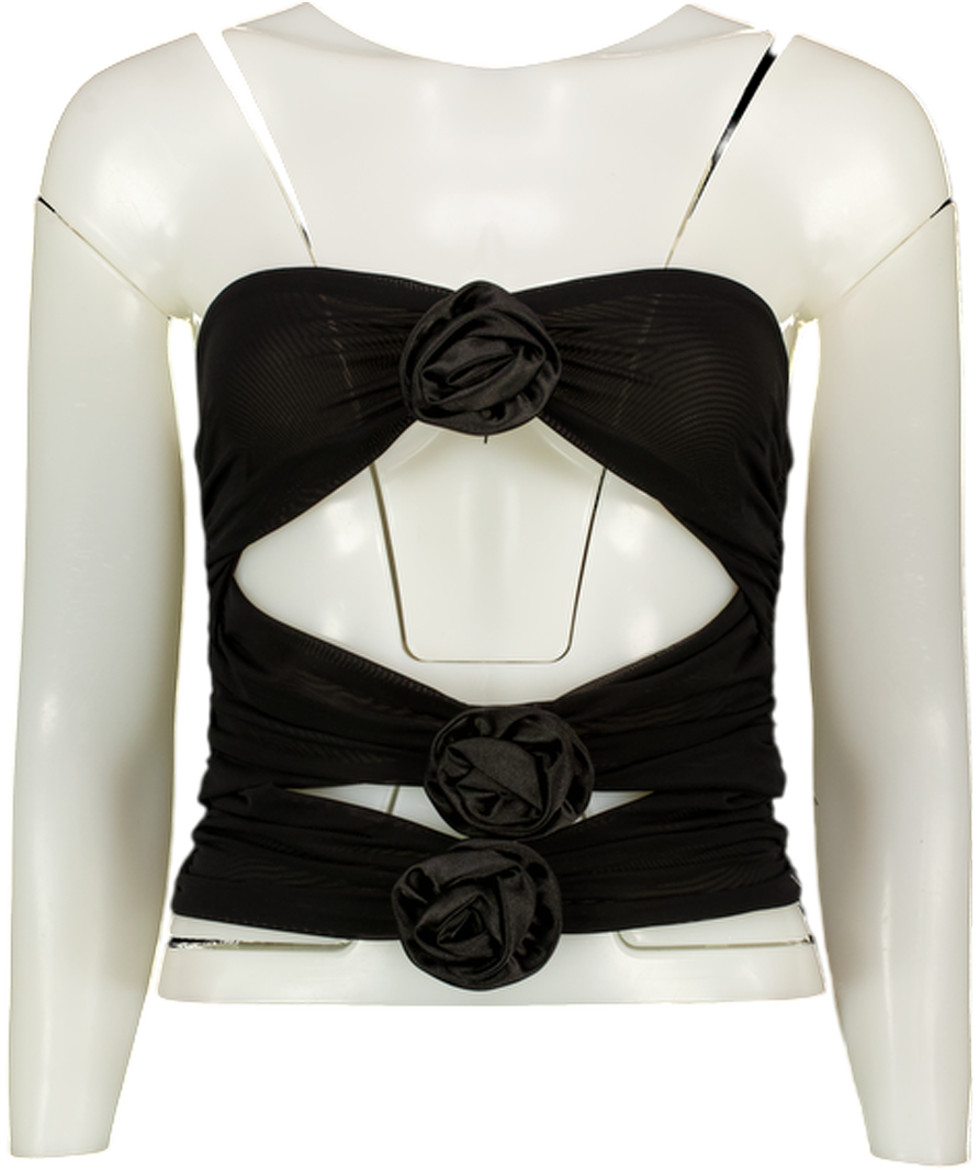 LEAU Black Cut Out Bustier Top UK M