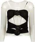 LEAU Black Cut Out Bustier Top UK M