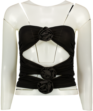 LEAU Black Cut Out Bustier Top UK M