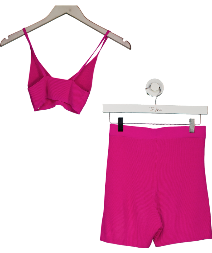 JACQUEMUS Pink Le Bandeau Pralu Knitted Bralette With Le Short Arancia Ribber Biker Shorts UK S