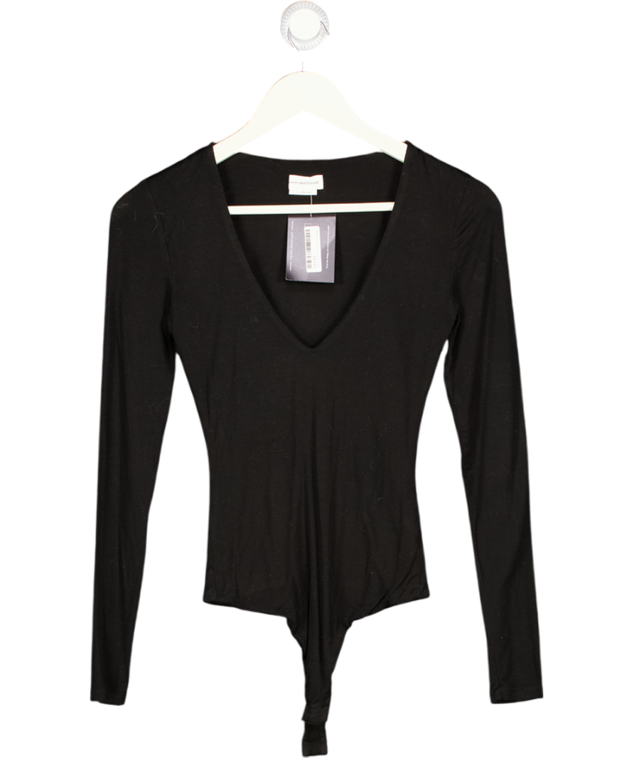 LOVERS & FRIENDS Black Long Sleeve Jersey Bodysuit UK XS