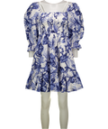 & OTHER STORIES Blue Smocked Puff Sleeve  Square Neck Mini Dress UK 10
