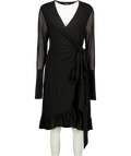 GANNI Black Mesh Dotted Wrap Dress UK 14