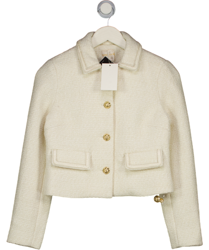 SUNSET ADORE Ivory White Wool Tweed Blazer UK S