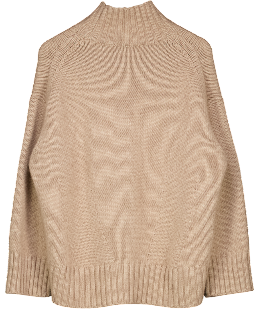 COS Beige Chunky Cashmere Oversize Funnel-neck Jumper UK S