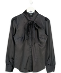 HAWES & CURTIS Black Pussybow Blouse Satin UK 12